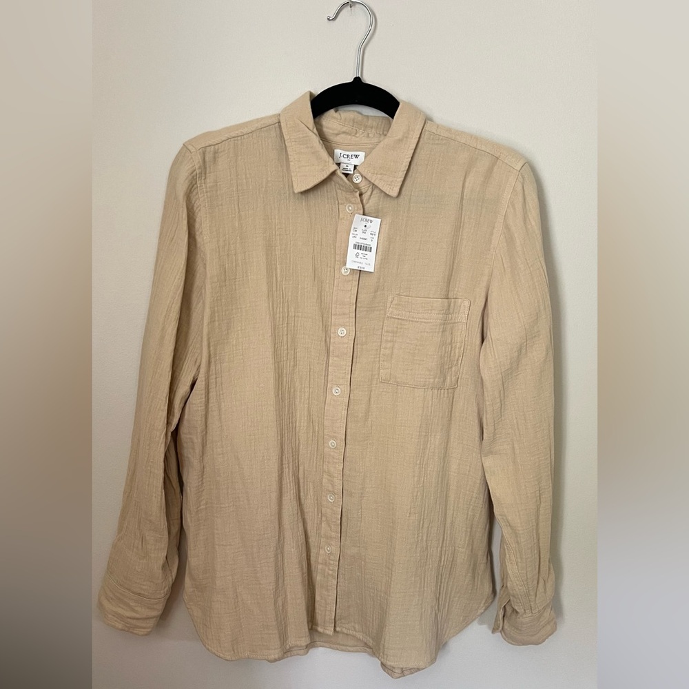 J Crew Neutral Gauze button up shirt